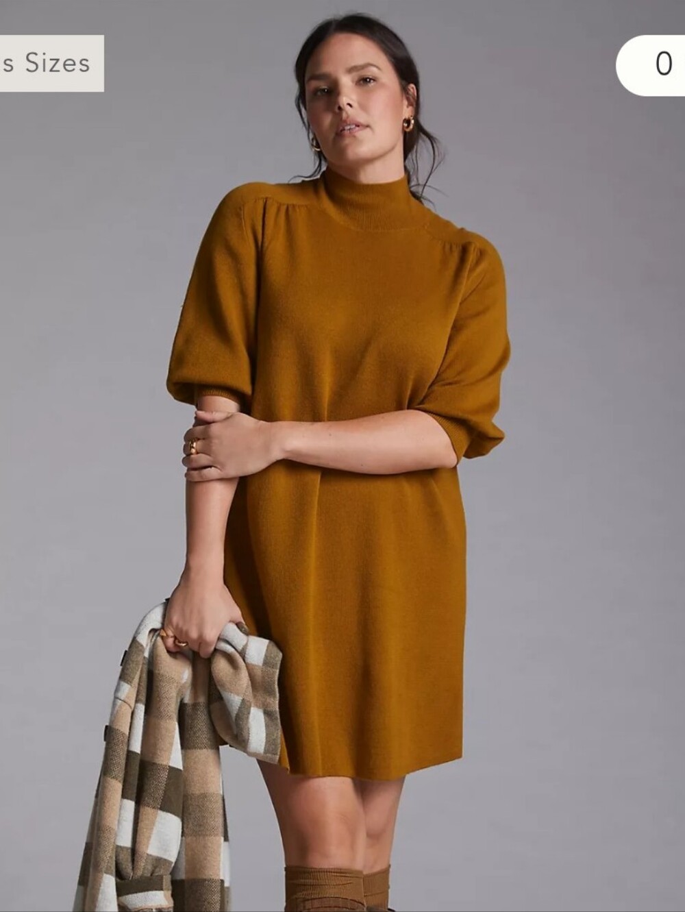 MAEVE ANTHROPOLOGIE MOCK NECK SWEATER TUNIC DRESS IN MOSS